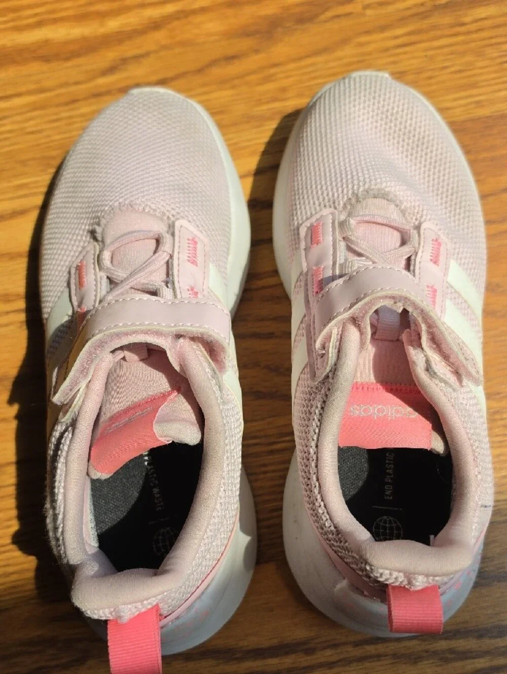 Adidas Kids Light Pink and White Slip-On Sneakers